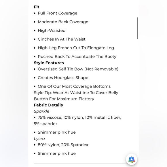 NWT Montce Prima Pink Sparkle Paula Tie-Up Bikini Bottom Large - Picture 9 of 10